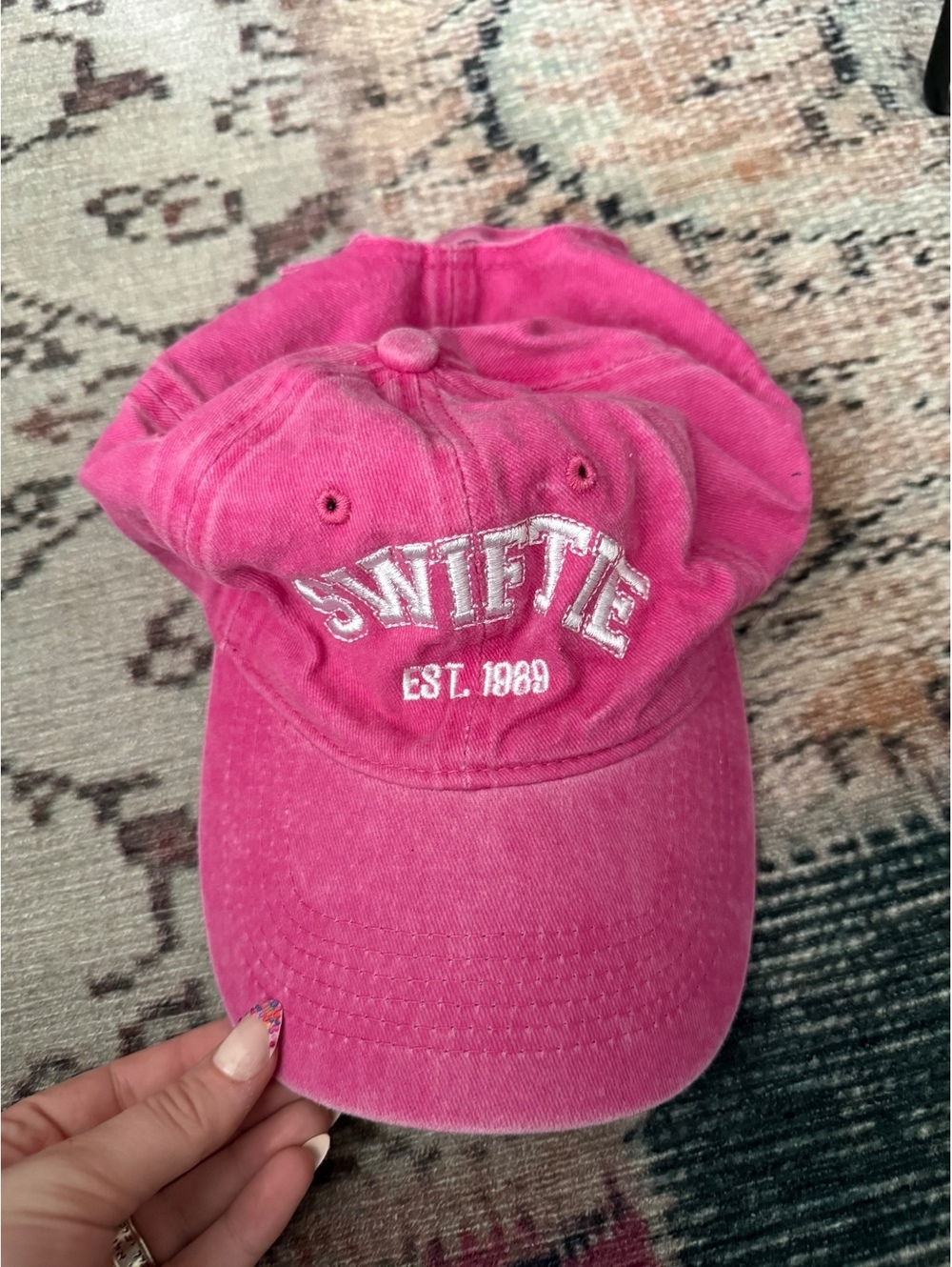 Swifte distressed hot PINK est. 1989 baseball music fan hat